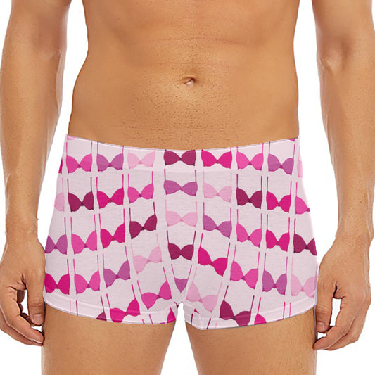 Pink Bra Breast Cancer Pattern Print Men's Short Boxer Briefs