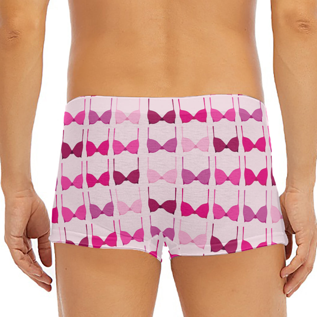 Pink Bra Breast Cancer Pattern Print Men's Short Boxer Briefs