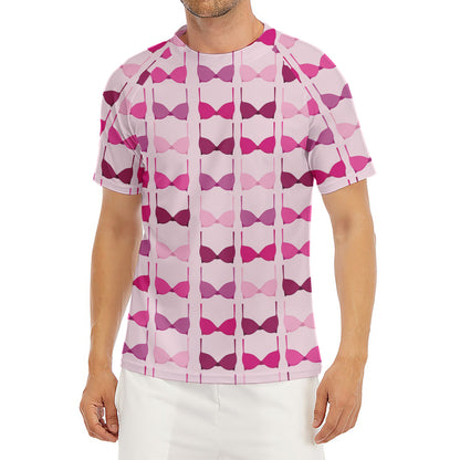 Pink Bra Breast Cancer Pattern Print Men's Short Sleeve Rash Guard