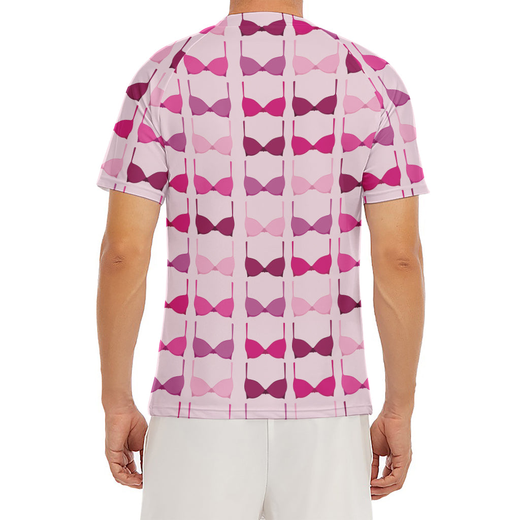 Pink Bra Breast Cancer Pattern Print Men's Short Sleeve Rash Guard