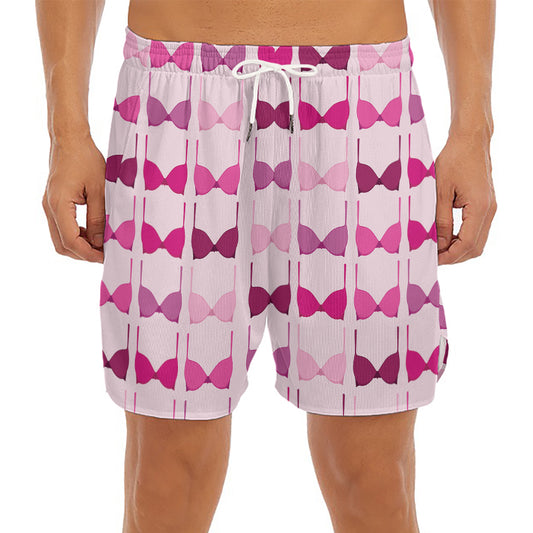 Pink Bra Breast Cancer Pattern Print Men's Split Running Shorts