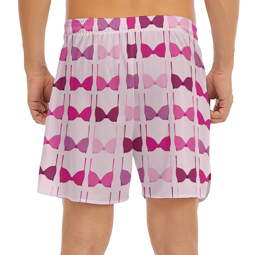 Pink Bra Breast Cancer Pattern Print Men's Split Running Shorts