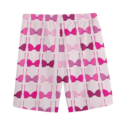 Pink Bra Breast Cancer Pattern Print Men's Sports Shorts