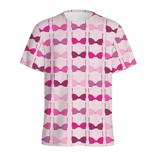Pink Bra Breast Cancer Pattern Print Men's Sports T-Shirt