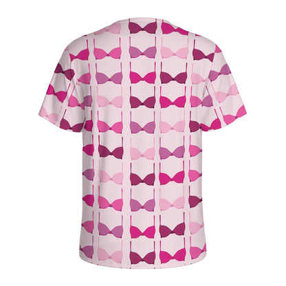 Pink Bra Breast Cancer Pattern Print Men's Sports T-Shirt