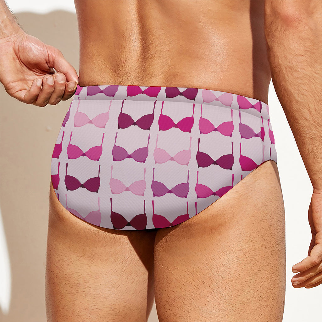 Pink Bra Breast Cancer Pattern Print Men's Swim Briefs