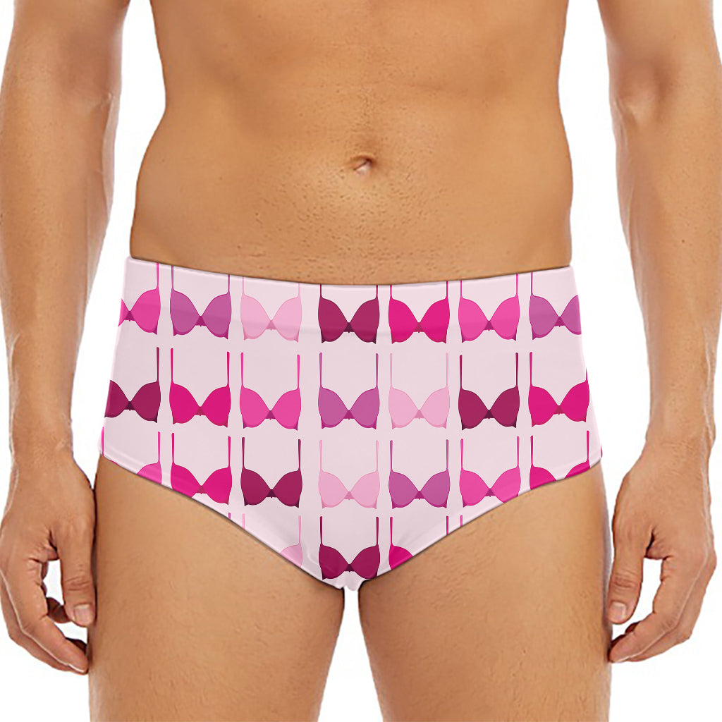 Pink Bra Breast Cancer Pattern Print Men's Triangle Swim Briefs