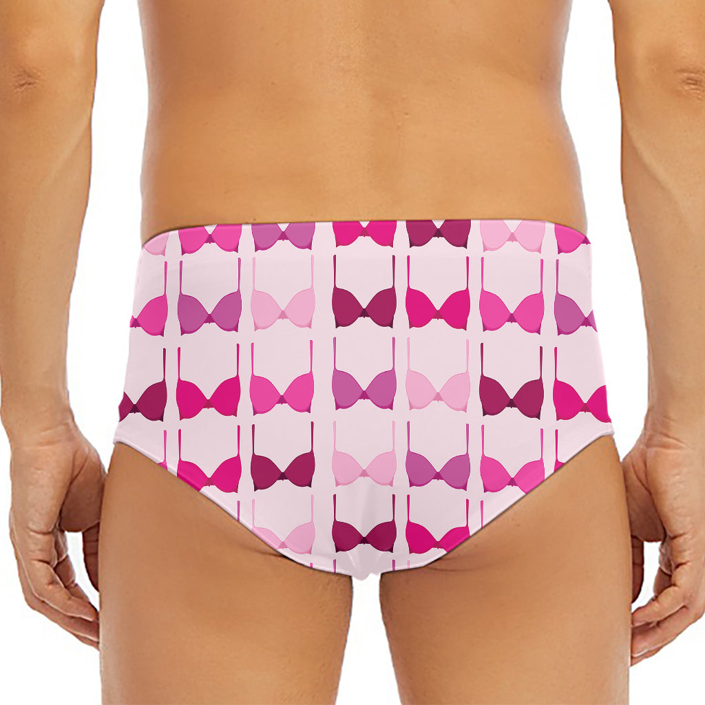 Pink Bra Breast Cancer Pattern Print Men's Triangle Swim Briefs