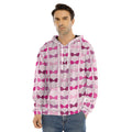 Pink Bra Breast Cancer Pattern Print Men's Velvet Pullover Hoodie
