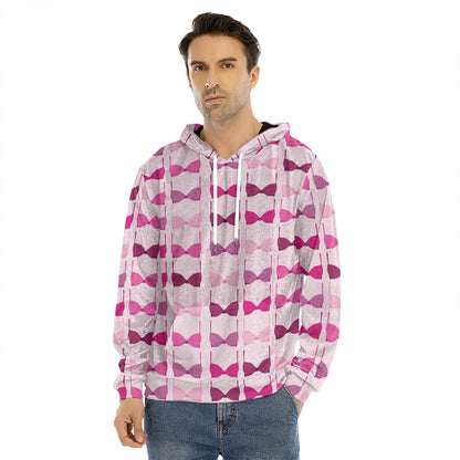 Pink Bra Breast Cancer Pattern Print Men's Velvet Pullover Hoodie