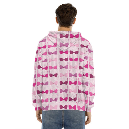 Pink Bra Breast Cancer Pattern Print Men's Velvet Pullover Hoodie