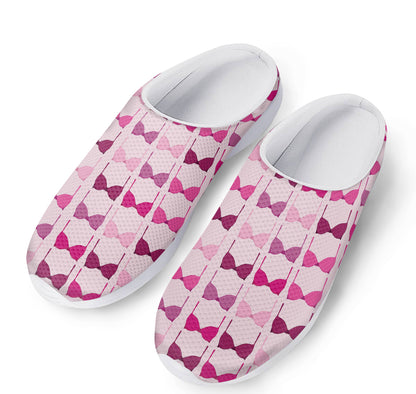 Pink Bra Breast Cancer Pattern Print Mesh Casual Shoes
