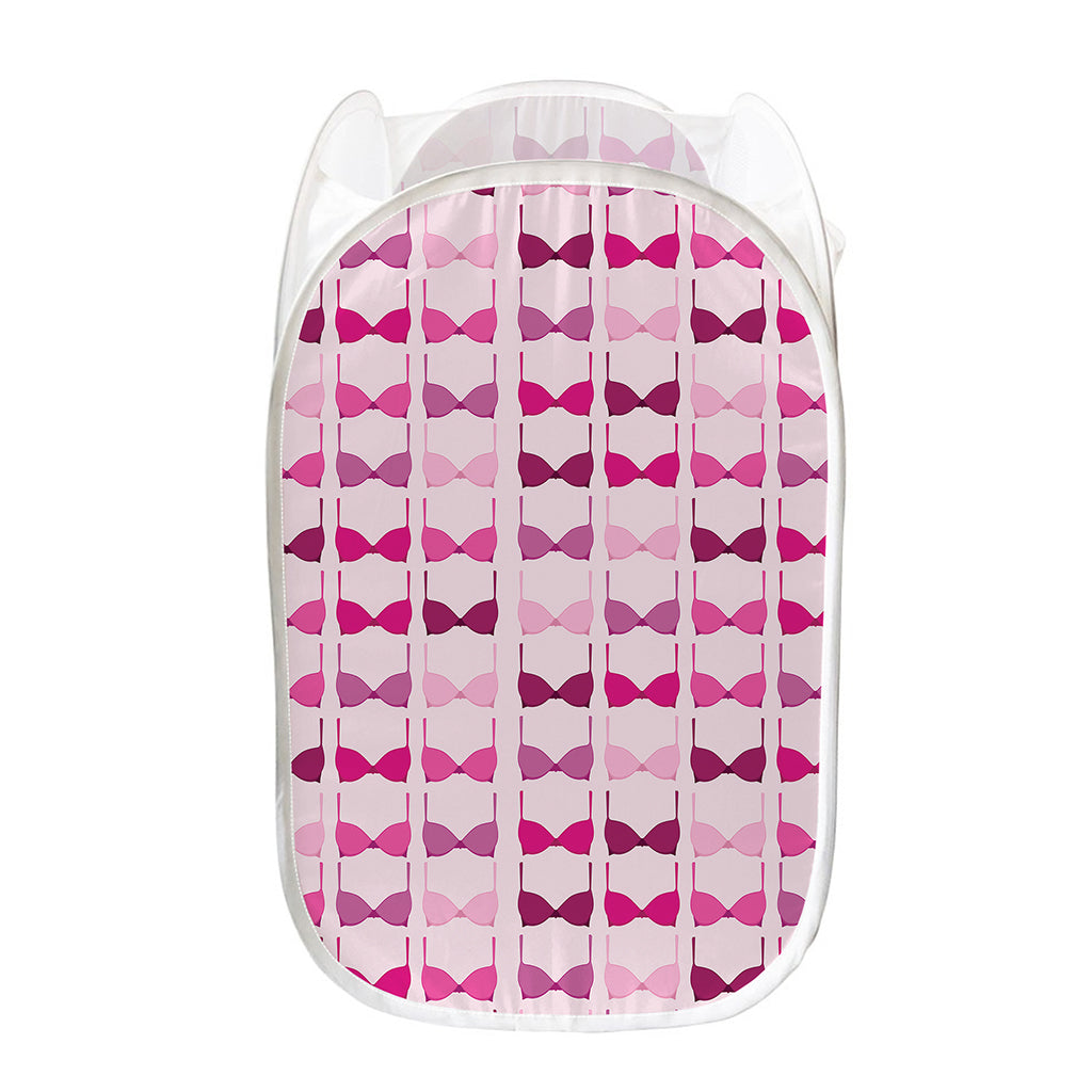 Pink Bra Breast Cancer Pattern Print Mesh Laundry Hamper
