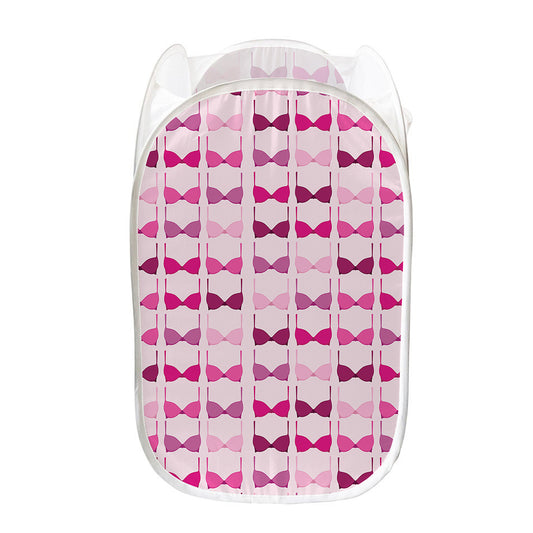 Pink Bra Breast Cancer Pattern Print Mesh Laundry Hamper