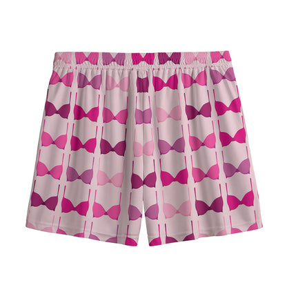 Pink Bra Breast Cancer Pattern Print Mesh Shorts