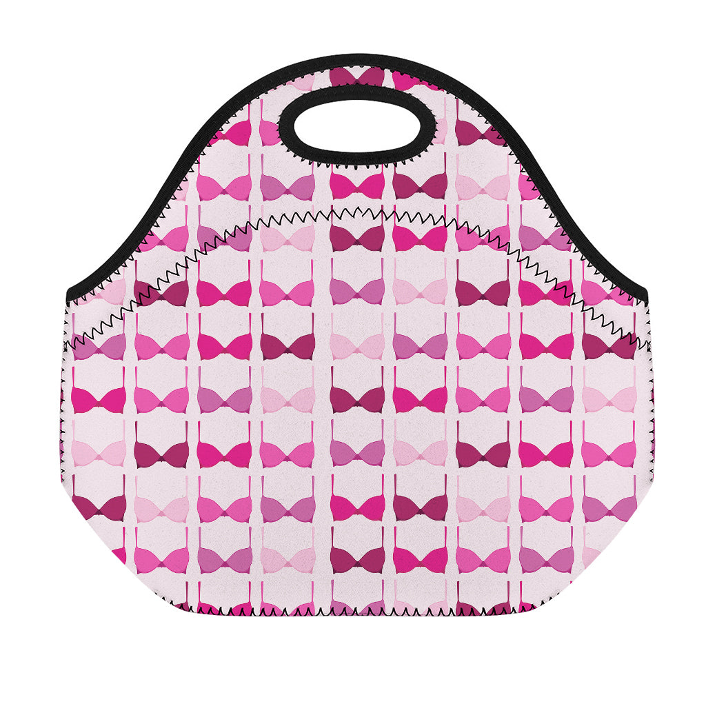 Pink Bra Breast Cancer Pattern Print Neoprene Lunch Bag