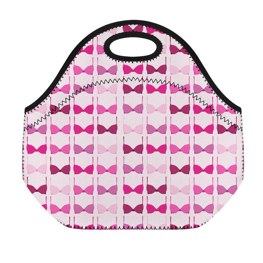 Pink Bra Breast Cancer Pattern Print Neoprene Lunch Bag