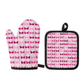 Pink Bra Breast Cancer Pattern Print Oven Mitt And Pot Holder Set