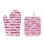 Pink Bra Breast Cancer Pattern Print Oven Mitt And Pot Holder Set