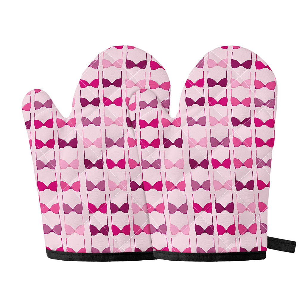 Pink Bra Breast Cancer Pattern Print Oven Mitts