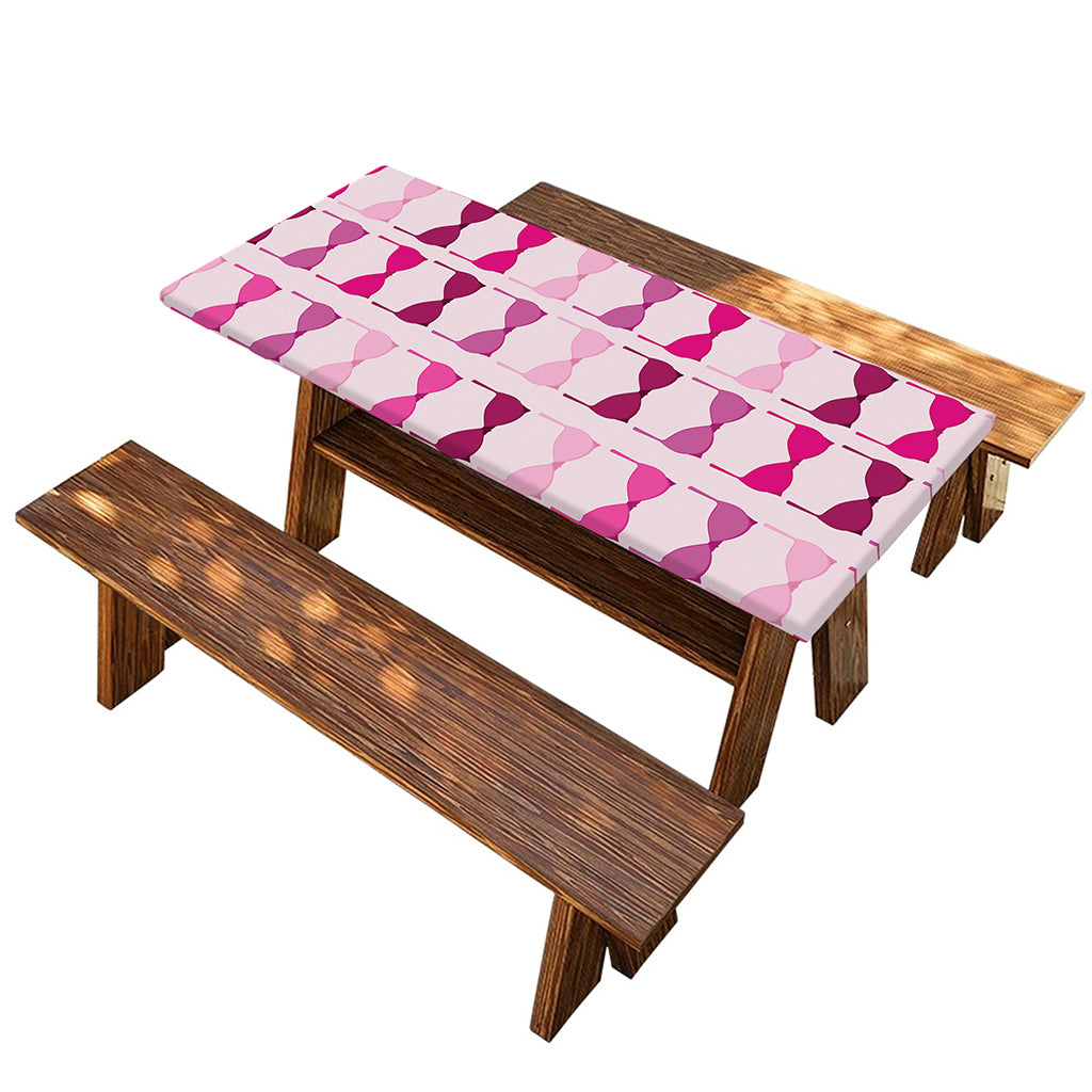 Pink Bra Breast Cancer Pattern Print Picnic Table Cover