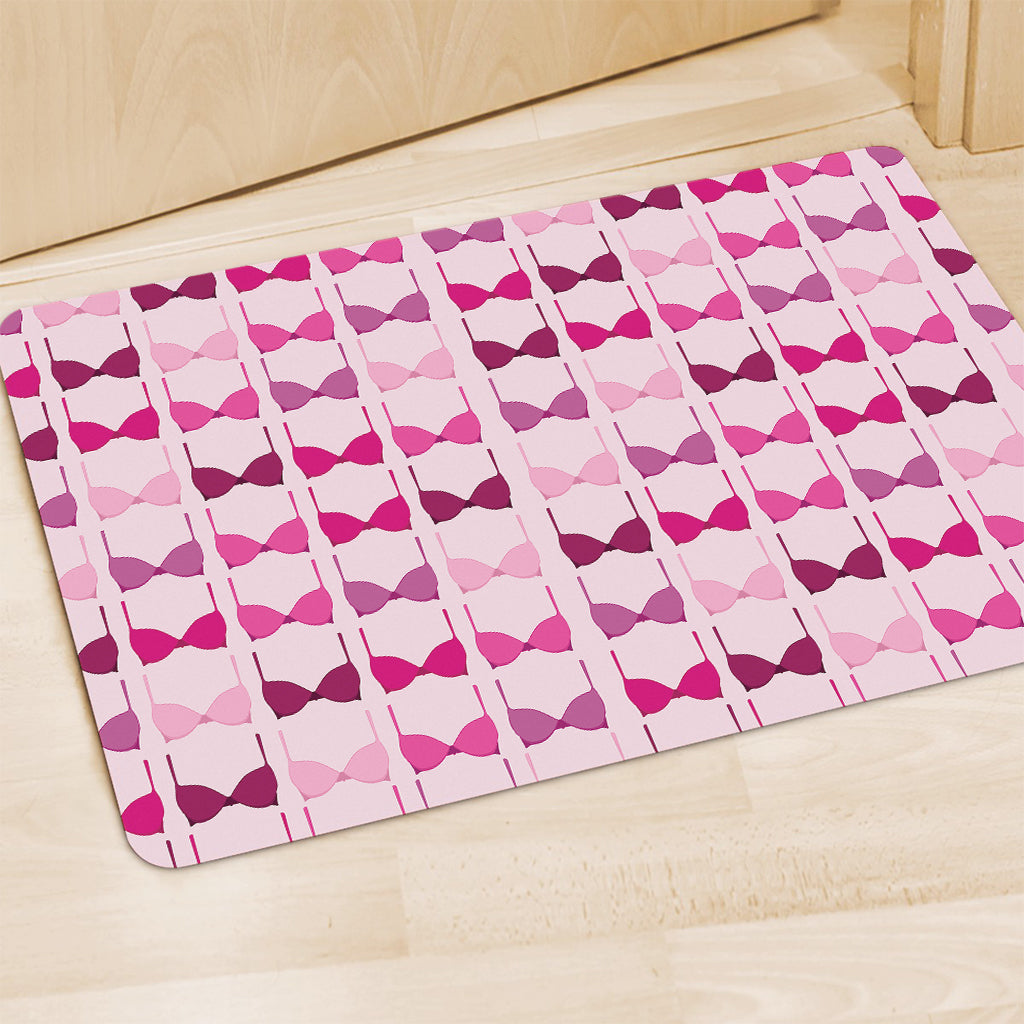 Pink Bra Breast Cancer Pattern Print Polyester Doormat