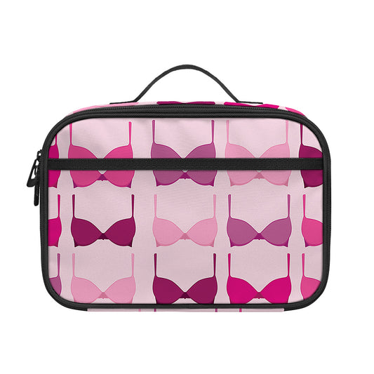 Pink Bra Breast Cancer Pattern Print Portable Lunch Bag