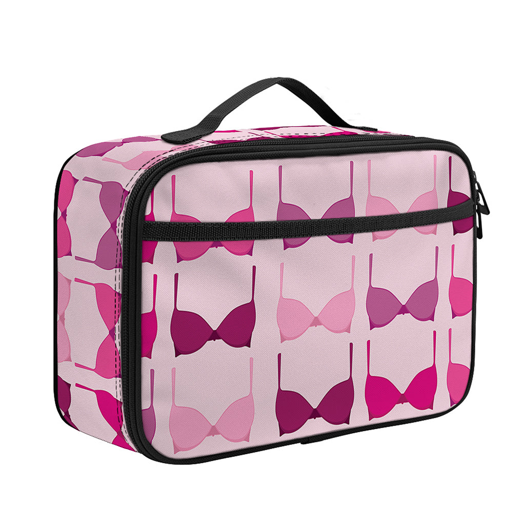 Pink Bra Breast Cancer Pattern Print Portable Lunch Bag