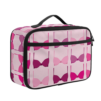 Pink Bra Breast Cancer Pattern Print Portable Lunch Bag
