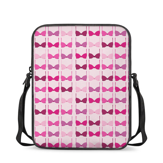 Pink Bra Breast Cancer Pattern Print Rectangular Crossbody Bag