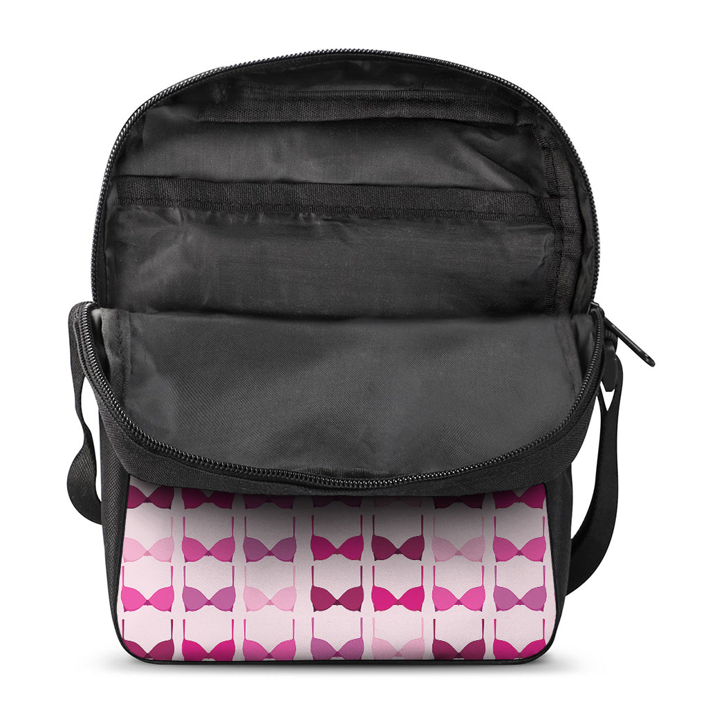 Pink Bra Breast Cancer Pattern Print Rectangular Crossbody Bag