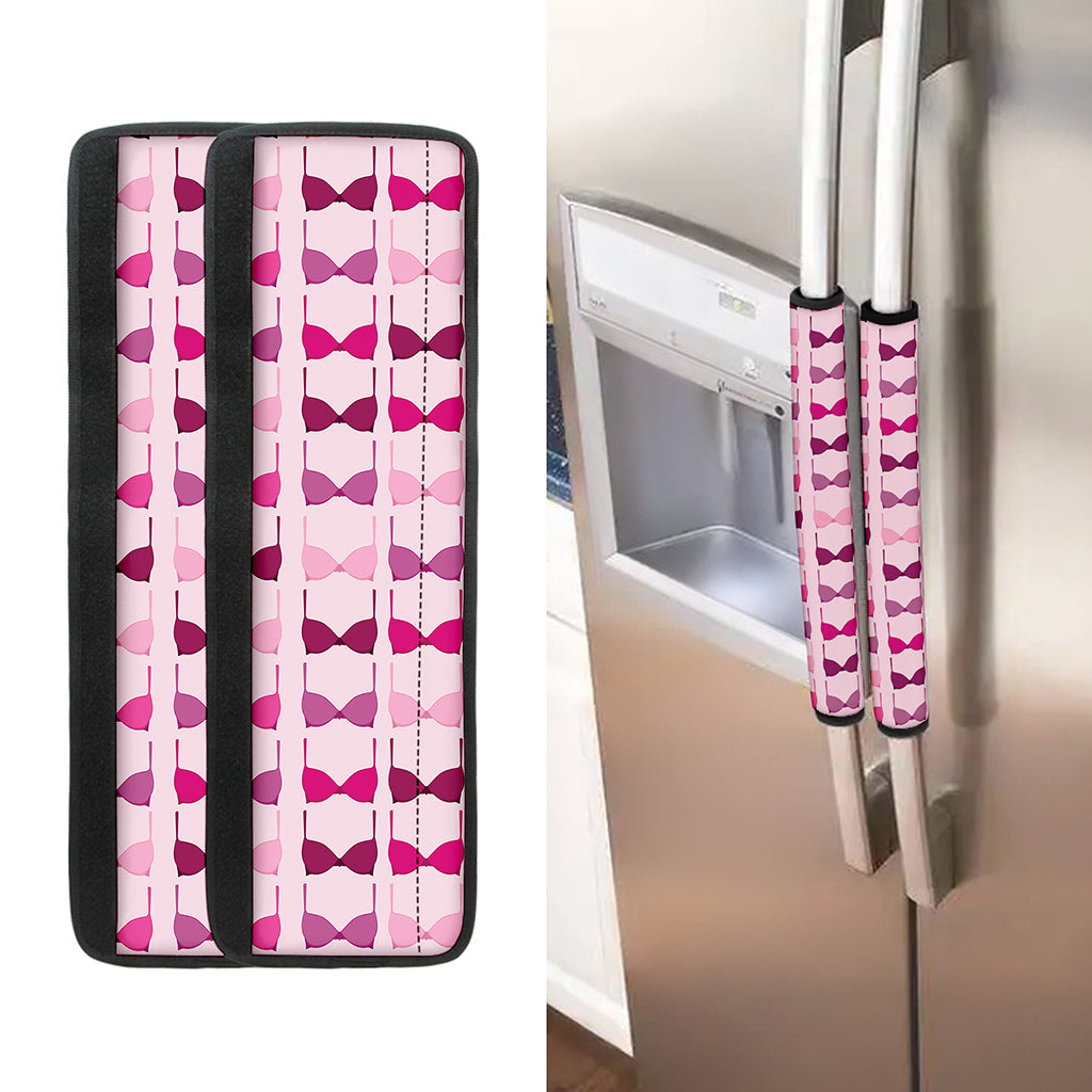 Pink Bra Breast Cancer Pattern Print Refrigerator Handle Covers