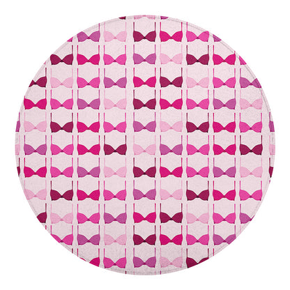 Pink Bra Breast Cancer Pattern Print Round Blanket