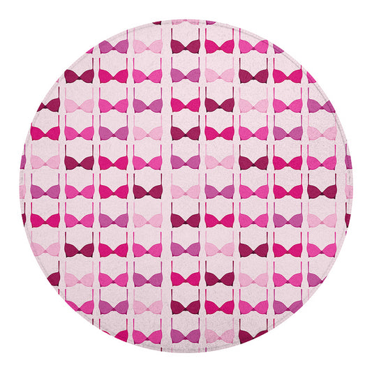 Pink Bra Breast Cancer Pattern Print Round Blanket