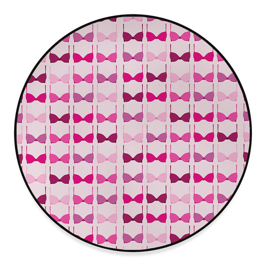 Pink Bra Breast Cancer Pattern Print Round Floor Mat