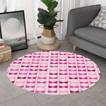 Pink Bra Breast Cancer Pattern Print Round Rug