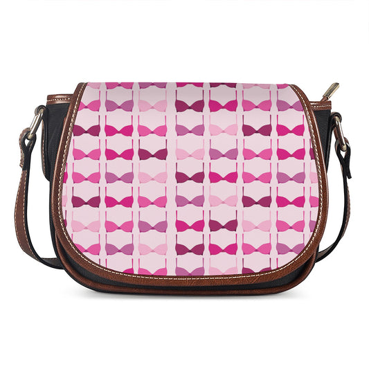 Pink Bra Breast Cancer Pattern Print Saddle Bag