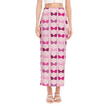 Pink Bra Breast Cancer Pattern Print Side Slit Maxi Skirt