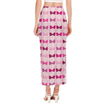 Pink Bra Breast Cancer Pattern Print Side Slit Maxi Skirt