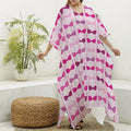 Pink Bra Breast Cancer Pattern Print Silk V-Neck Kaftan Dress