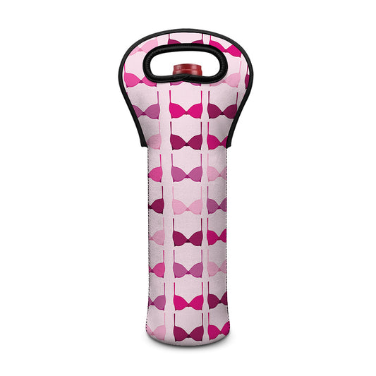 Pink Bra Breast Cancer Pattern Print Single Neoprene Wine Tote