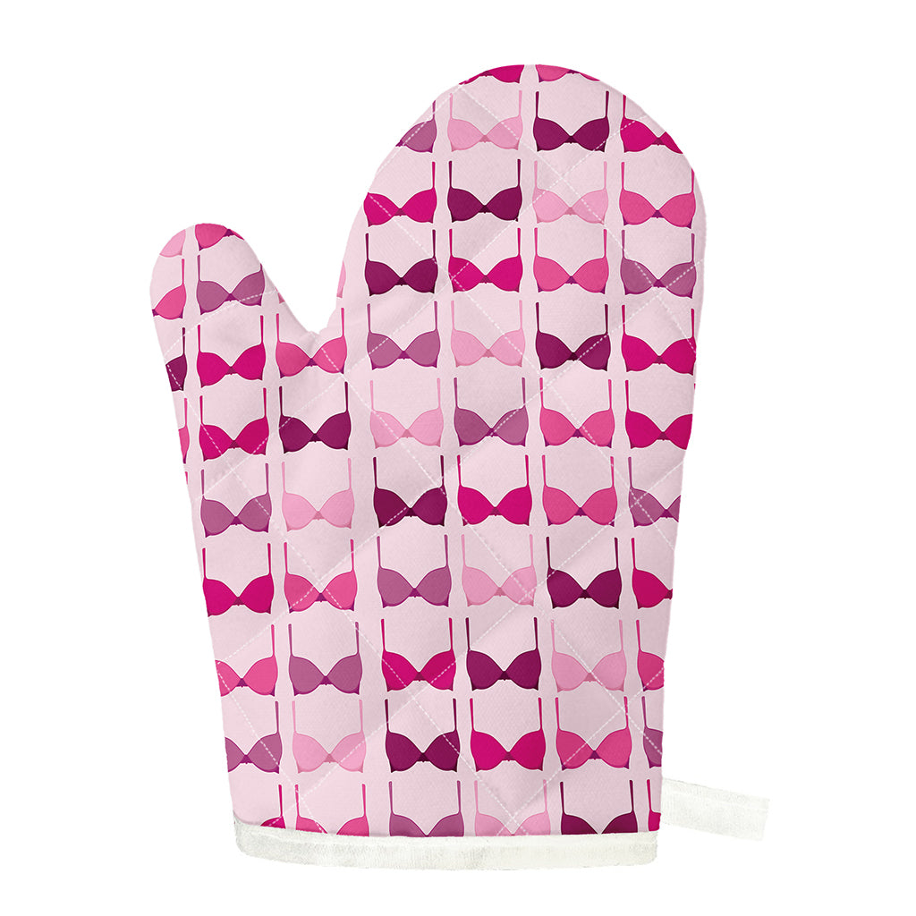 Pink Bra Breast Cancer Pattern Print Single Oven Mitt