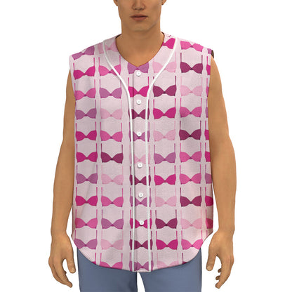 Pink Bra Breast Cancer Pattern Print Sleeveless Baseball Jersey