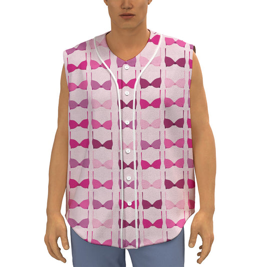 Pink Bra Breast Cancer Pattern Print Sleeveless Baseball Jersey