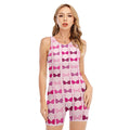 Pink Bra Breast Cancer Pattern Print Sleeveless One Piece Swimsuit