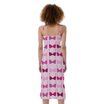Pink Bra Breast Cancer Pattern Print Slim Fit Midi Cami Dress