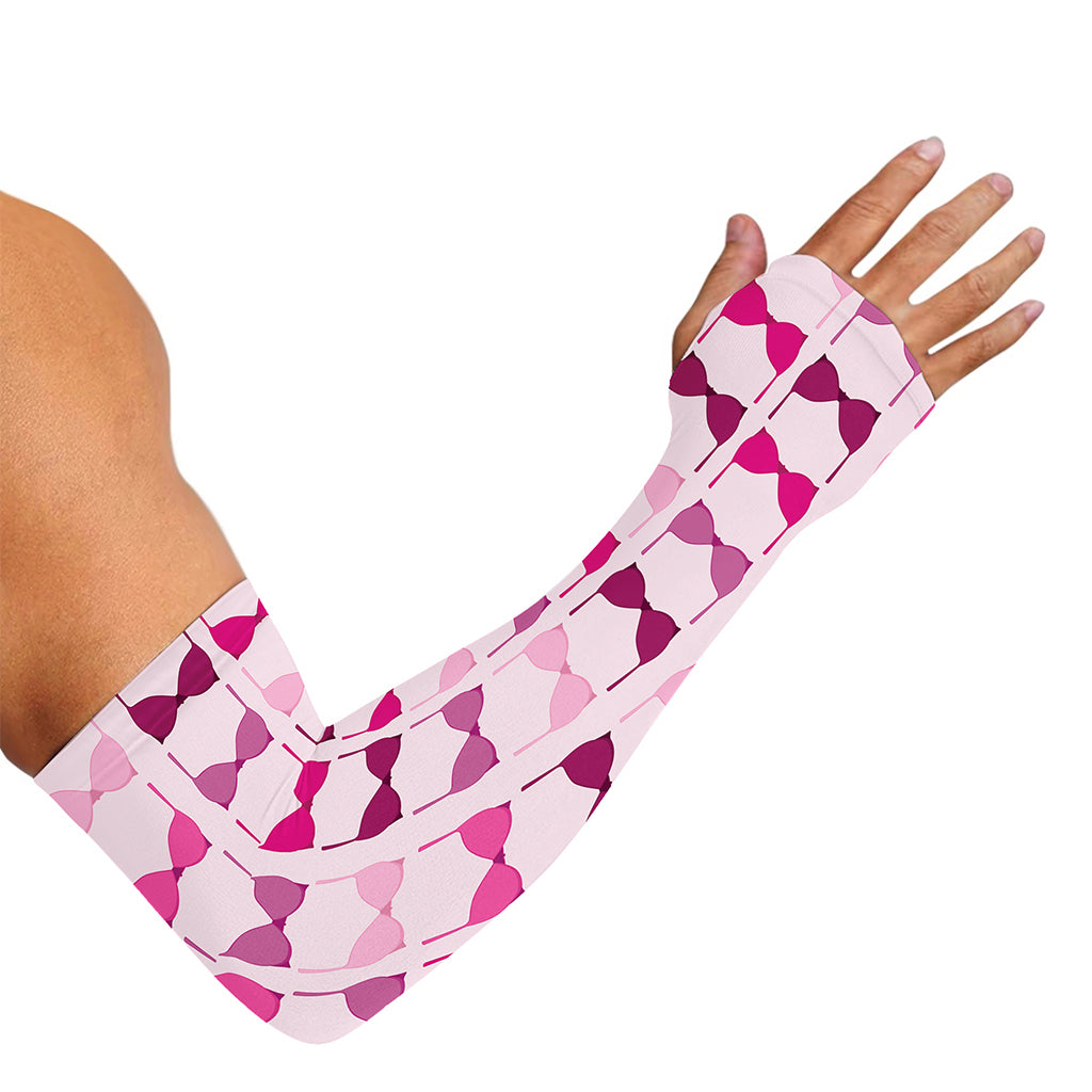Pink Bra Breast Cancer Pattern Print Sun Protection Arm Sleeves