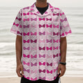 Pink Bra Breast Cancer Pattern Print Textured Short Sleeve Shirt