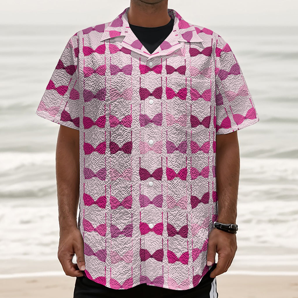 Pink Bra Breast Cancer Pattern Print Textured Short Sleeve Shirt