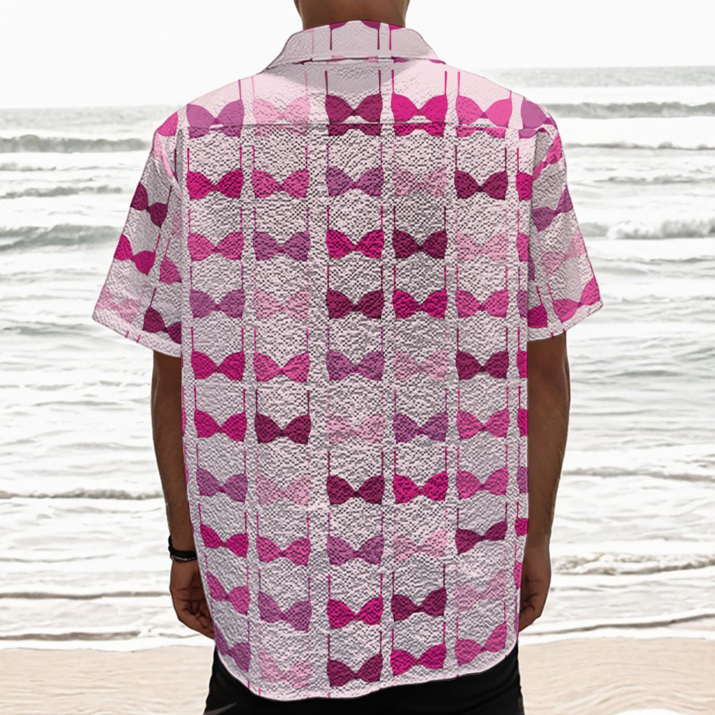 Pink Bra Breast Cancer Pattern Print Textured Short Sleeve Shirt